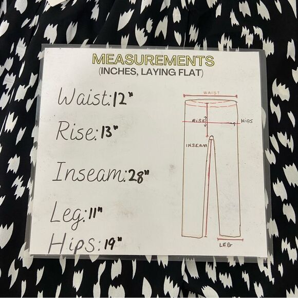 NWT Ecowish Womens‎ S Wide Leg Pull On Pants Black & White Abstract Print Casual - Picture 4 of 15